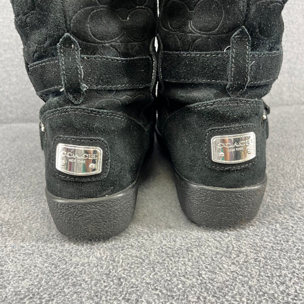 Coach Black Suede‎ Monogram Tall Boots Buckle Detail Women's US 8 B EU 38.5 - Picture 8 of 13
